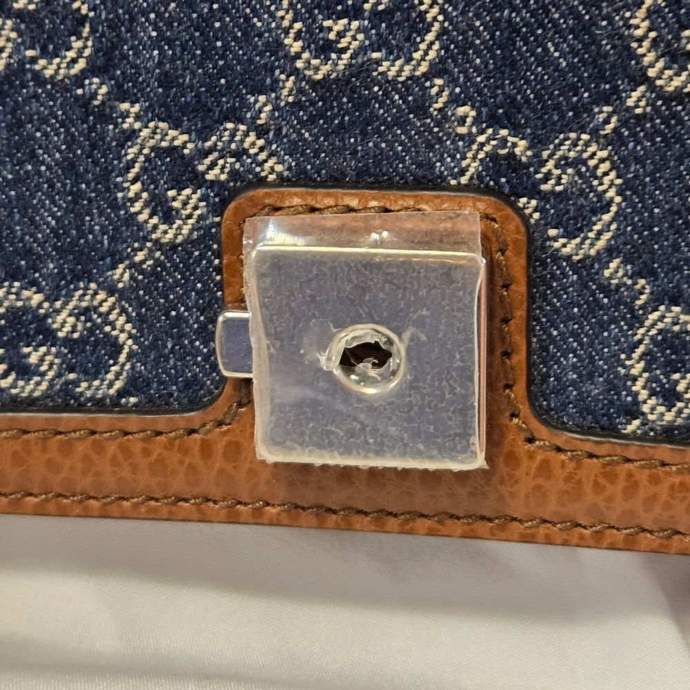 GUCCI Dionysus GG Denim Shoulder Bag Blue Brown Shoulder Chain - Picture 14 of 16